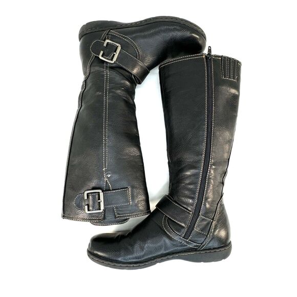 BOC Born Concept Martina II Black Leather Boots Womens 5 Riding Tall Side Zip - Picture 6 of 11